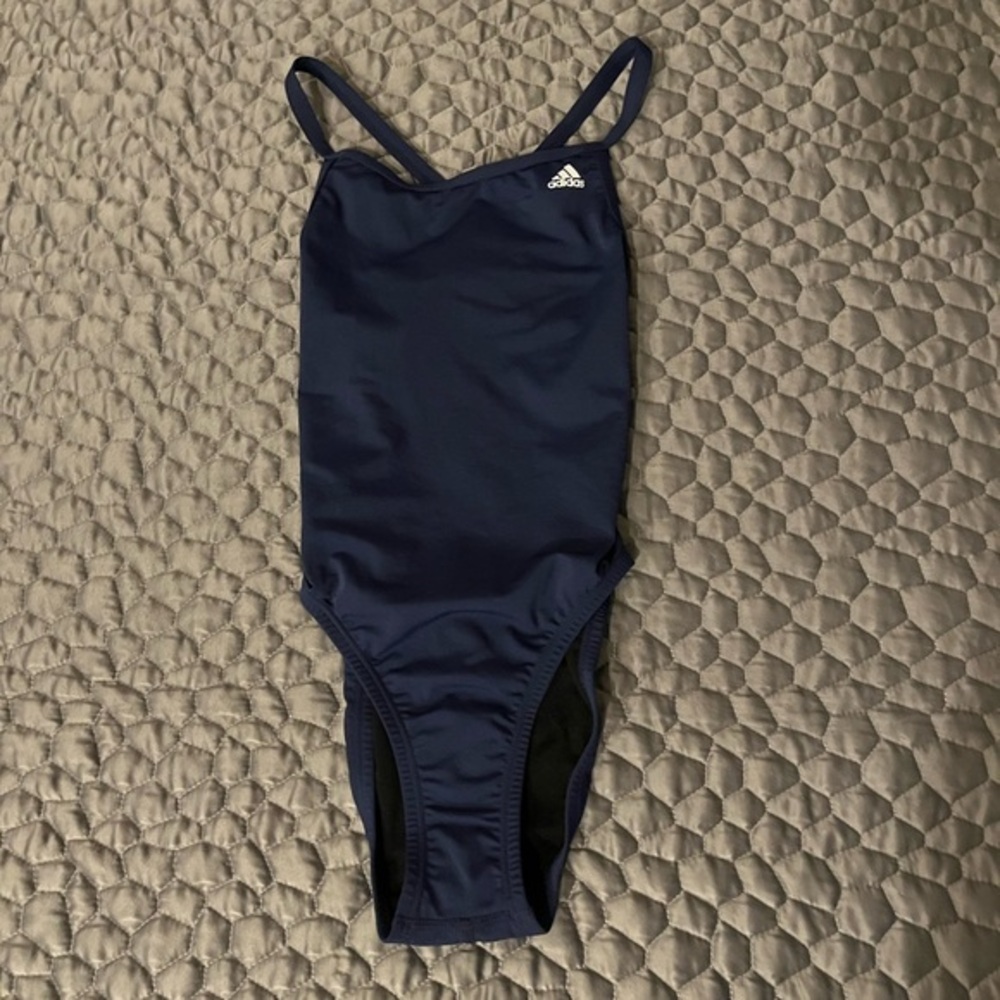 Adidas One Piece Navy Swimsuit. Infinitex+, Solid Vortex Back, AWX8611. NWT